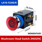 ABILKEEN LA18-22 2NO2NC Metal Push Button Switch 25MM Mount Size Momentary/Latching Rotary/Mushroo Head Power Control Switch