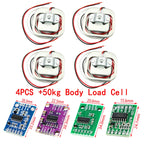 HX711 AD Module Body Load Cell Weighing Sensor Pressure Sensor+4Pcs 50kg Human Scale Load Cell Weight Sensors+Measurement Tools