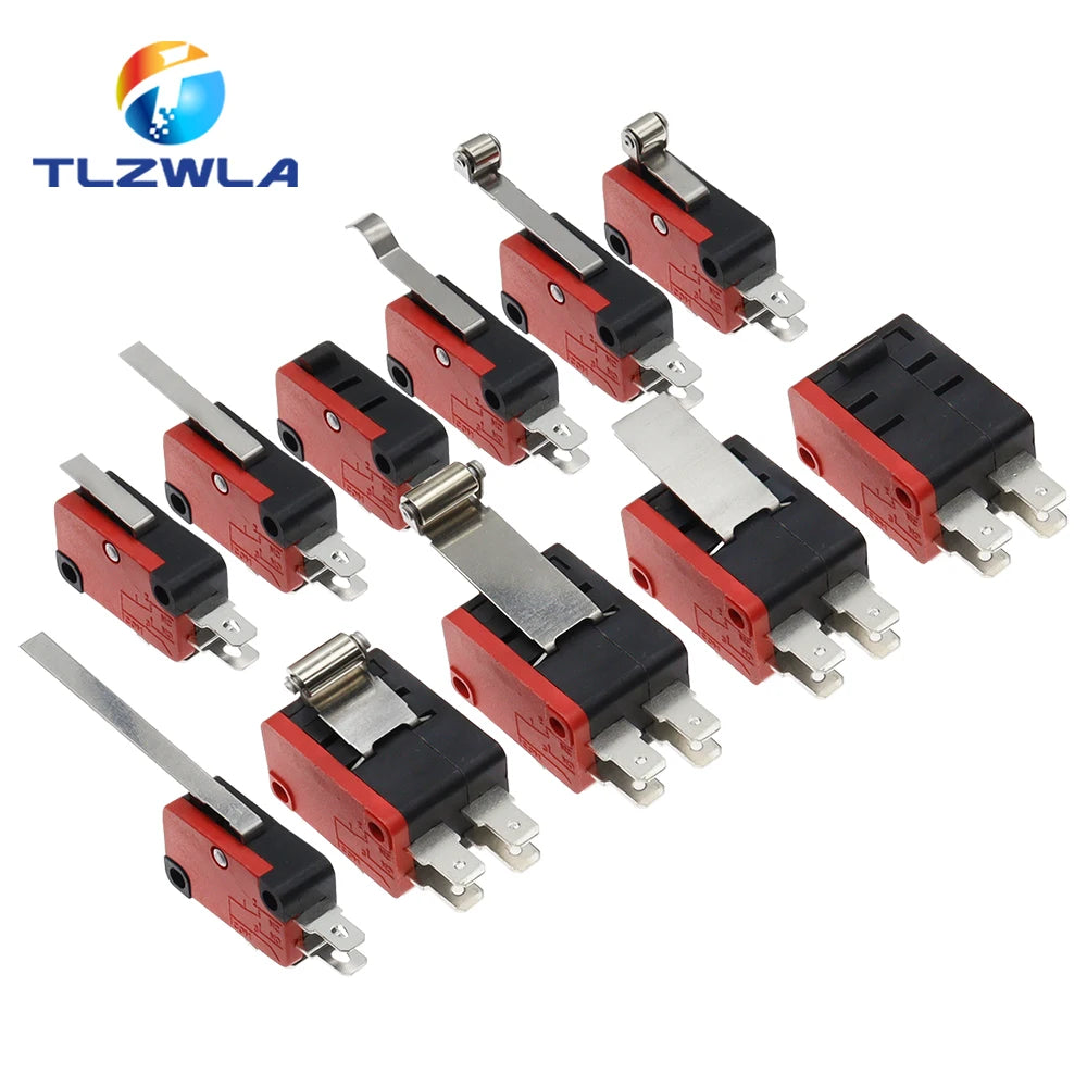 16A 250VAC SPDT Momentary Travel Limit Micro Switch 1NO1NC 3/6Pin Lever Roller V-15 V-151 V-152 V-153 V-154 V-155 Microswitch