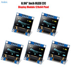 5pcs 0.96" OLED Display Screen Module I2C IIC 128x64 SSD1306 Driver Board I2C Serial Chip 4 Pin Display Board for Arduino ESP32