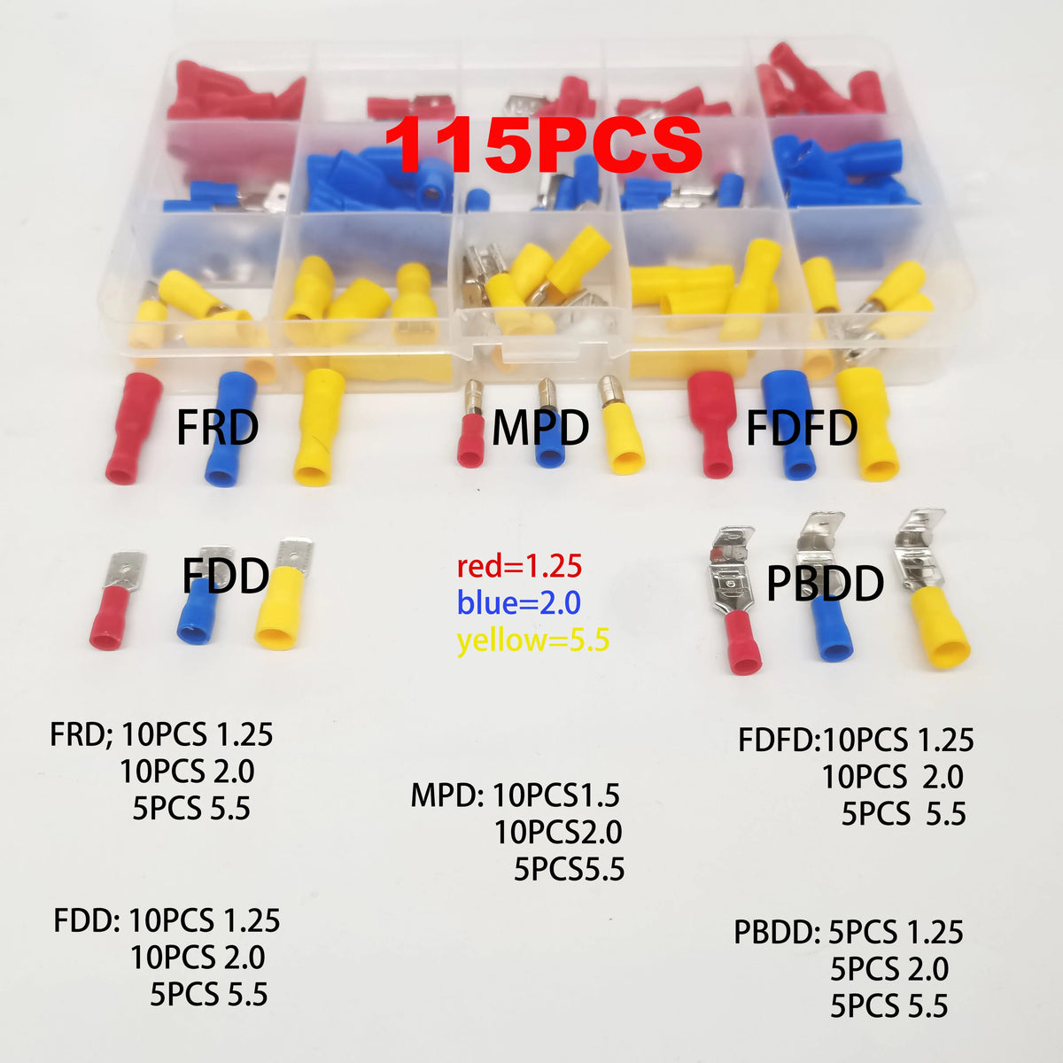 Insulated Cable Connector Electrical Wire Crimp Spade Butt Ring Fork Set Ring Electric Crimp lugs Rolled Terminals Assorted Kit