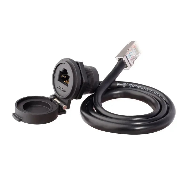 LR22 RJ45 Signal Connector 8P8C Ethernet IP65 Waterproof Retardant Terminal Network LAN CableAdapter Socket with Cap Cover
