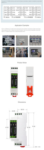 Waveshare Rail-mount TTL To RS485 Galvanic Isolated Converter, 600W Lightningproof & Anti-Surge, Multi-Isolation Protection