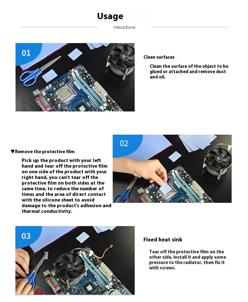 100mm 6.0W/mK PC Computer Processor GPU CPU Heatsink Cooling Thermal Pad High Performance 0.5/1/1.5/2/2.5/3mm Multi Thickness