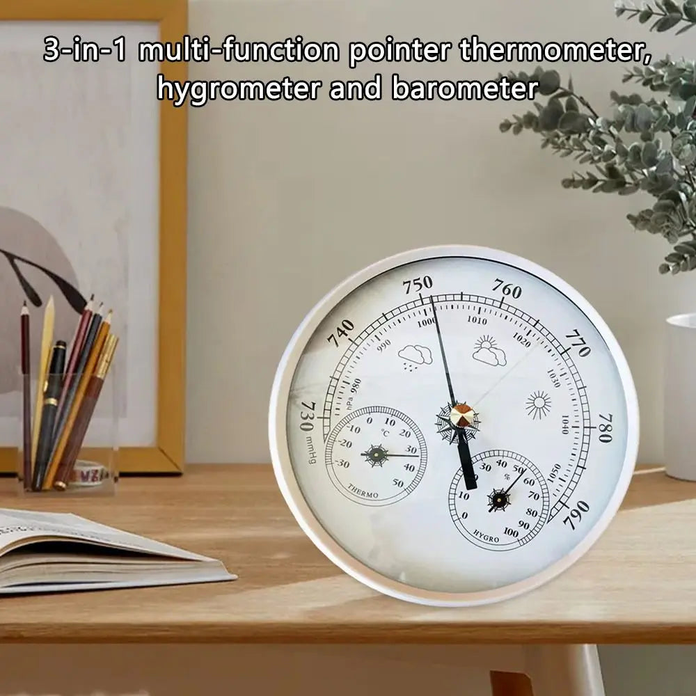 3 in 1 Barometer Thermometer Hygrometer Wall Mounted Waterproof Temperature and Humidity Gauge Large Display Space Saving
