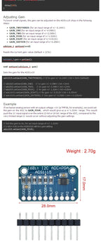I2C ADS1115 ADS1015 16 Bit ADC 4 channel Module with Programmable Gain Amplifier 2.0V to 5.5V RPi