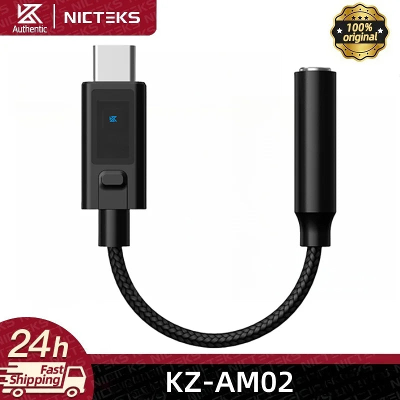 KZ AM02 Portable Decoder Professional-Grade Audio Earphone Amplifier Type-C to 3.5mm Digital Adapter for EDX Castor Pro ZS10 PRO