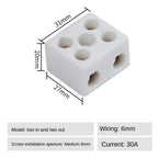 1 In 1 Out Ceramic Wiring Terminal Block 2 In 2 Out High-temperature Resistant Ceramic Terminal Post 250V Copper