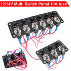 3/6 Gang Toggle Switch Panel On/Off Rocker Toggle Switch with 10A Fuse Racing Cars RV Camper Marine Boat Yacht 12V/24V Switches