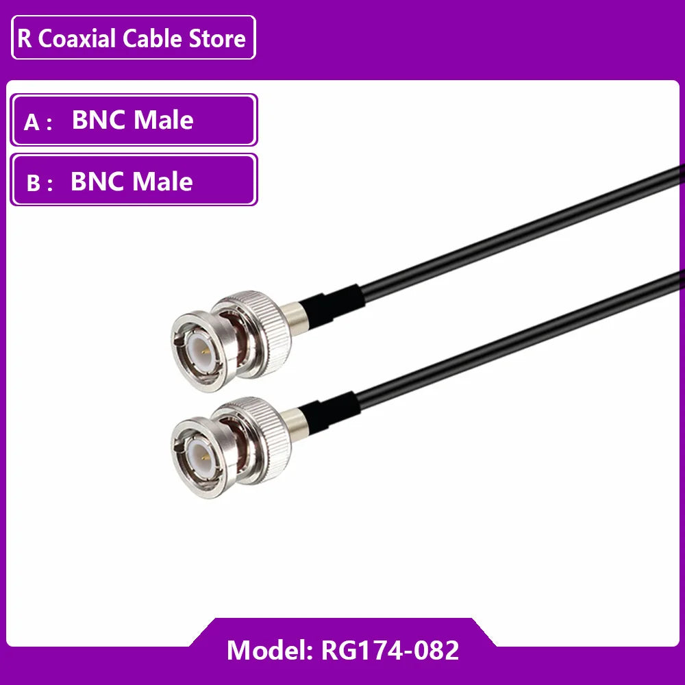 1PC RF Coaxial Cable BNC Male to BNC Male Plug RG316 RG174 RG58 RG179 RG400 RG402 Crimp Connector Dual BNC Male Plug Wire