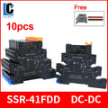 10PCS DIN Rail Mounted Solid State Relay Slim SSR Relay Module DC Control AC DC Control DC 6A SSR-41FDA/DD