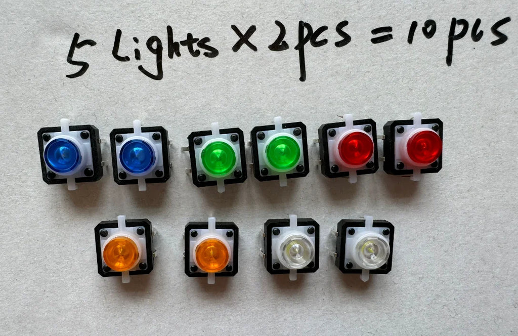 10PCS 12X12X7.3mm With Light Led 3V 6Pin DIP Momentary Push Button Not Fixed Tact Switch Illumination Button PCB Mounting