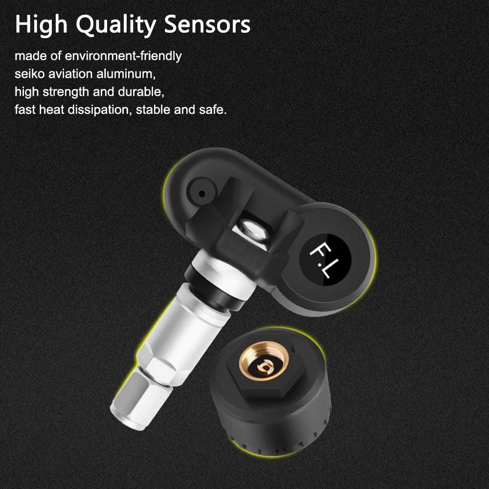 Temperature Warning Fuel Save Tire Pressure Monitoring System Solar TPMS With 4 External Sensors Car Tyre Pressure Monitor