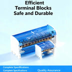 UK207 UK211 UK215 UK407 UK411 UK415 DIN Rail Terminal Block 125A Electrical Junction Box 1 In 2/4/6 Out Distribution Box