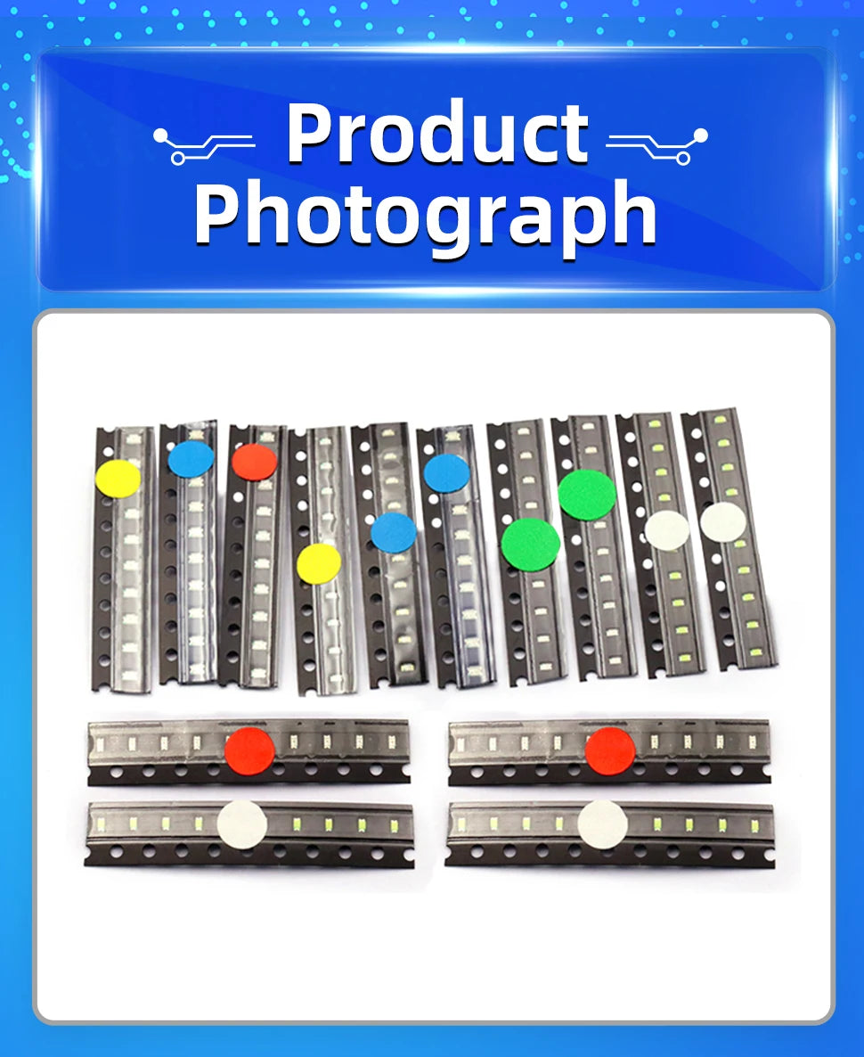 20pcs SMD LED 0402 0603 0805 1206 Red Yellow Blue Green and White Light High Brightness Lamp Bead Light-emitting Diode