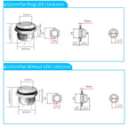 12mm 16mm 19mm 22mm Ultra Short Micro Stroke Stainless Steel Push Button Switch with LED Lamp Waterproof Self-reset/Momentary