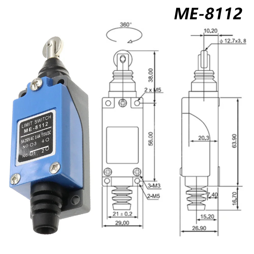 Waterproof CNC Momentary Limit Switch ME 8108 8111 8122 9101 5A/220V Rotary Roller Lever Sealed Industrial Machine Limit Switch