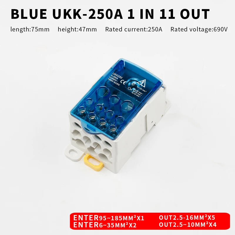 Distribution Box One In Several Out Power Wire Universal Electric Connector Junction Din Rail Terminal Block UKK 80A160A250A400A