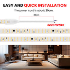 AC 220V LED Strip Waterproof 240Leds/M 3000K 4000K 6000K Home Decor Self Adhesive Tape Chain Light Flexible Ribbon Strip