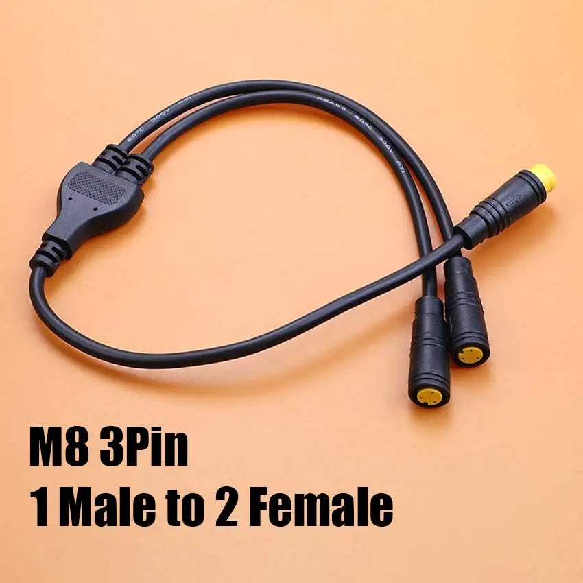 40cm M6 M8 1 Male To 2 Female Splitter Connector 2/3/4/5/6 Pin Waterproof Electric Butt Cable Plug Cord For E-Bike Signal Sensor