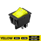 FILN 20A Rocker Switch 4 Pin ON-OFF 12V-24V 110V-220V Illuminated LED Power Switch PA66 Flame Retardant Marine Car Switch