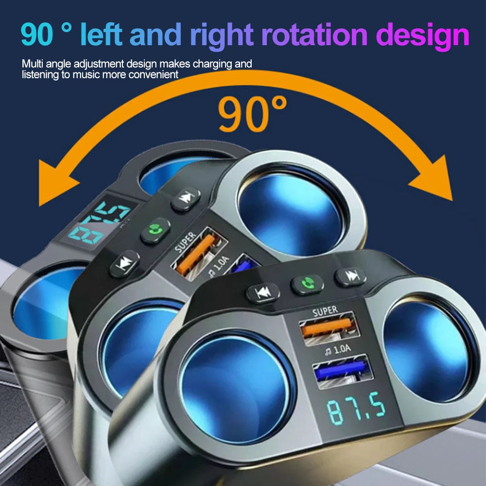 KEBIDUMEI Bluetooth 5.0 Car Adapter Cigarette Lighter USB PD QC3.0 Super Fast Charging Digital Display Charger Car Accessories