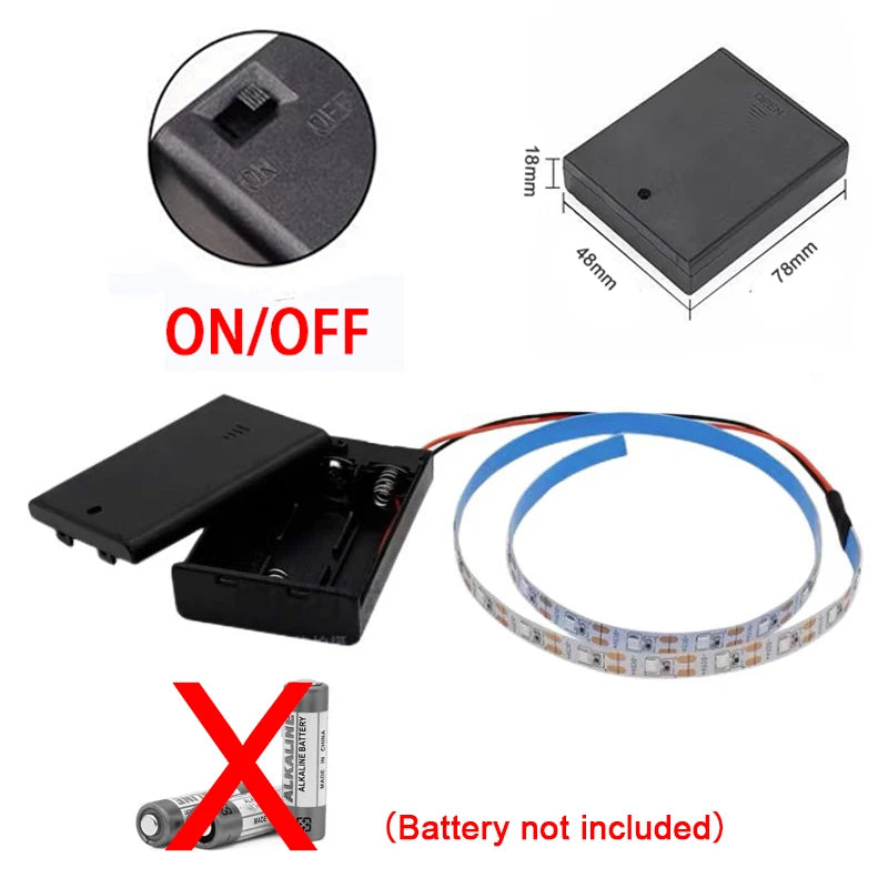 AA Battery Power Led Strip Light SMD2835 1-5M Flexible Lighting Ribbon Tape White/Warm White Strip Cabinet Lights Backlight