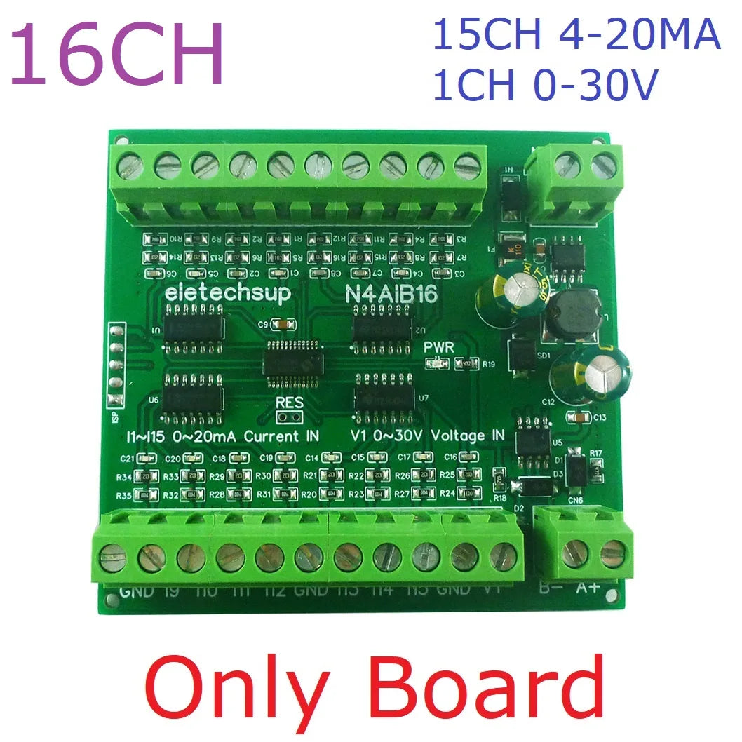 22CH 4-20MA Current & 2CH 0-30V Voltage Input RS485 AI Module 24CH 12-bit ADC Collector Board MODBUS RTU PLC IO