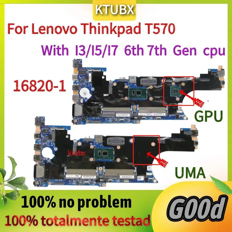 16820-1 Motherboard.For Lenovo Thinkpad T570 P51S Laptop Motherboard.With I3/I5/I7 6th 7th Gen cpu.100% Test Work