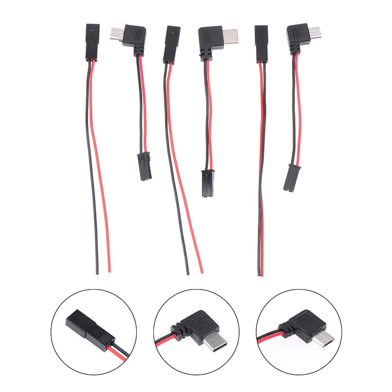 (HB05)90 Degree Motorcycle Interface USB-Micro Type C 90 Degree Male+JST Plug USB To JST/SYP Terminal Interface Cable Connector