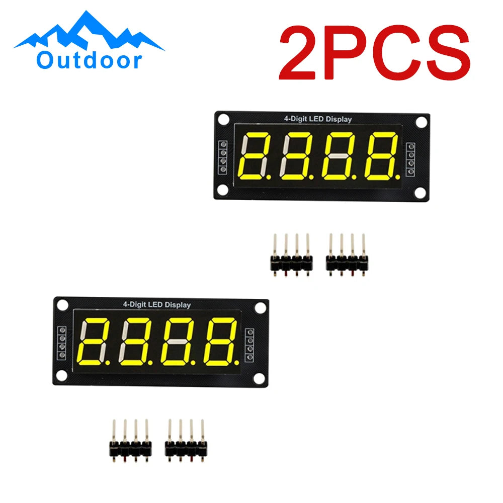 2PCS TM1637 4 Digit 7 Segment LED Display Digital Tube Module 0.56 Inch Time Clock Indicator Tube Module Red Blue Green Yellow