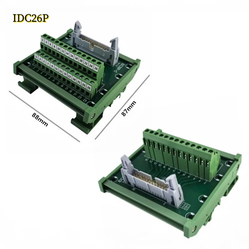 IDC10P/14P/16P/20P/26P/30P/40P/50P/60P/64Pin DC-2 To Terminal Block Breakout Board Adapter PLC Relay Terminals DIN Rail Mounting