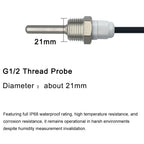 1PCS SHT40 SHT30 SHT20 SHTC3 Digital Temperature Sensor Stainless Steel Probe with G 1/2 Thread I2C IIC Interface
