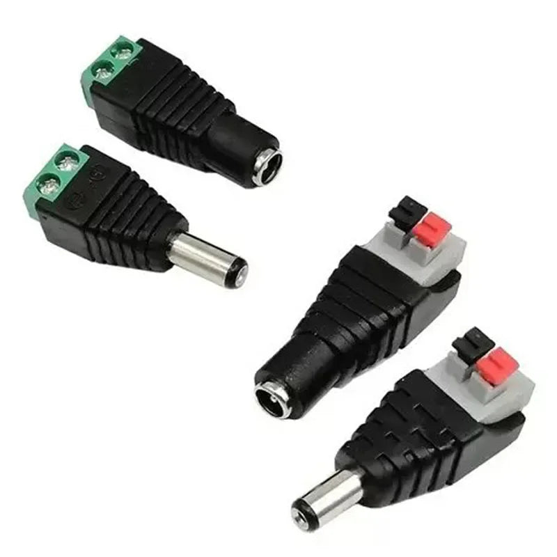 Female and Male DC Connectors 2.1x5.5mm Power Plug Adapter Jacks Sockets Connector for Single Color LED Strip Light CCTV Camera