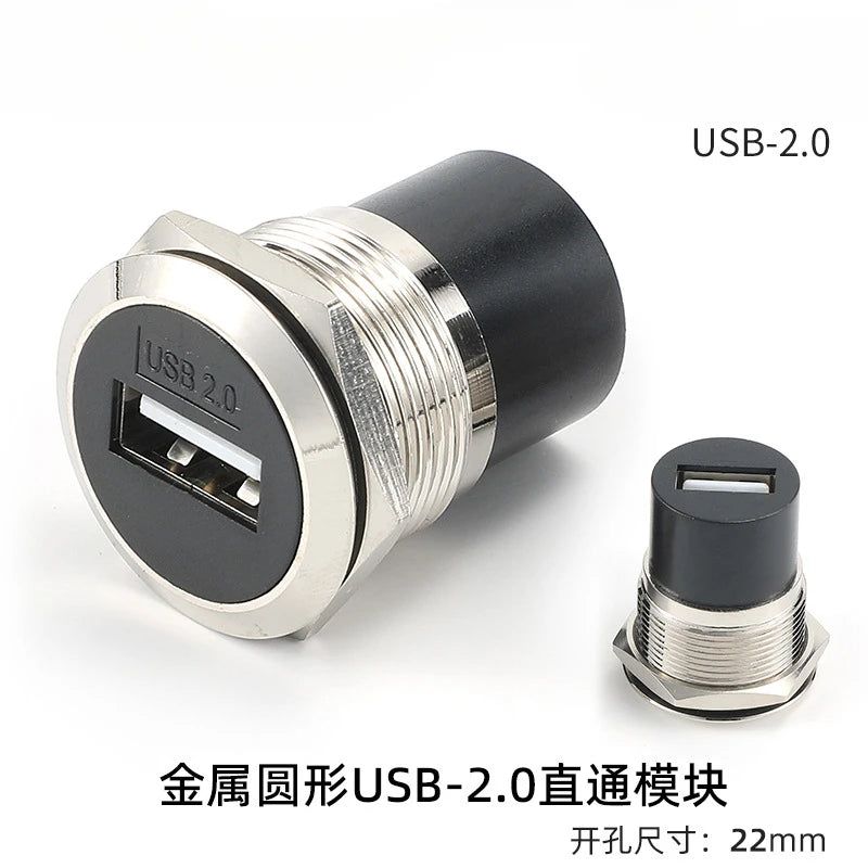 C-type USB3.0 Panel Socket Metal 22mm Circular Dual USB 2.0/3.0 Thread Module Connector USB Interface Type-C HDMI Plug Sockets