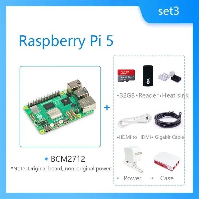 Official Original Raspberry Pi 5 Cortex-A76 Linux 2GB 4GB 8GB 16GB Arm Board Python Programlama PCIe Gigabit Ethernet USB3.0