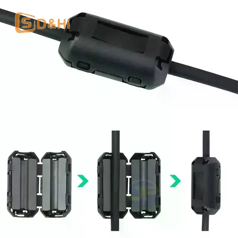 5/10Pc Noise Filter Ring Wiring Cable Clamp 3.5-13mm Toroidal Core Ferrite Bead Clip Choke RFI Noise Filter Clip Noise Filter