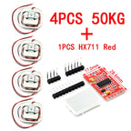 HX711 AD Module Body Load Cell Weighing Sensor Pressure Sensor+4Pcs 50kg Human Scale Load Cell Weight Sensors+Measurement Tools