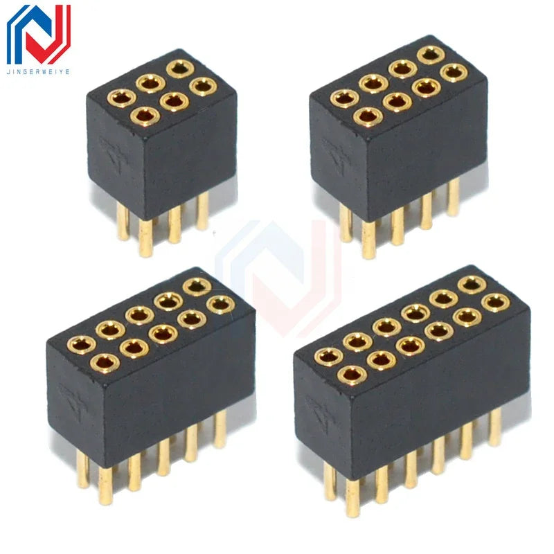 5pcs round Hole 1.27mm Single Row Female Header Double Female Header Single Double Row Pin Gold Plated 2P 3P 4P-6Pin Connector