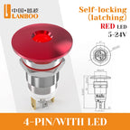 LB12E-M Mini Emergency Stop Button with LED Light Elevator Machine Tool Safety STOP Switch Self-locking / Momentary Selectable