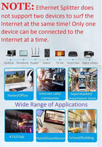 RJ45 8P8C Eight Core Network Cable Splitter Network Tee 1 Male to 2 Female Adapter Network Extender CAT6/CAT5