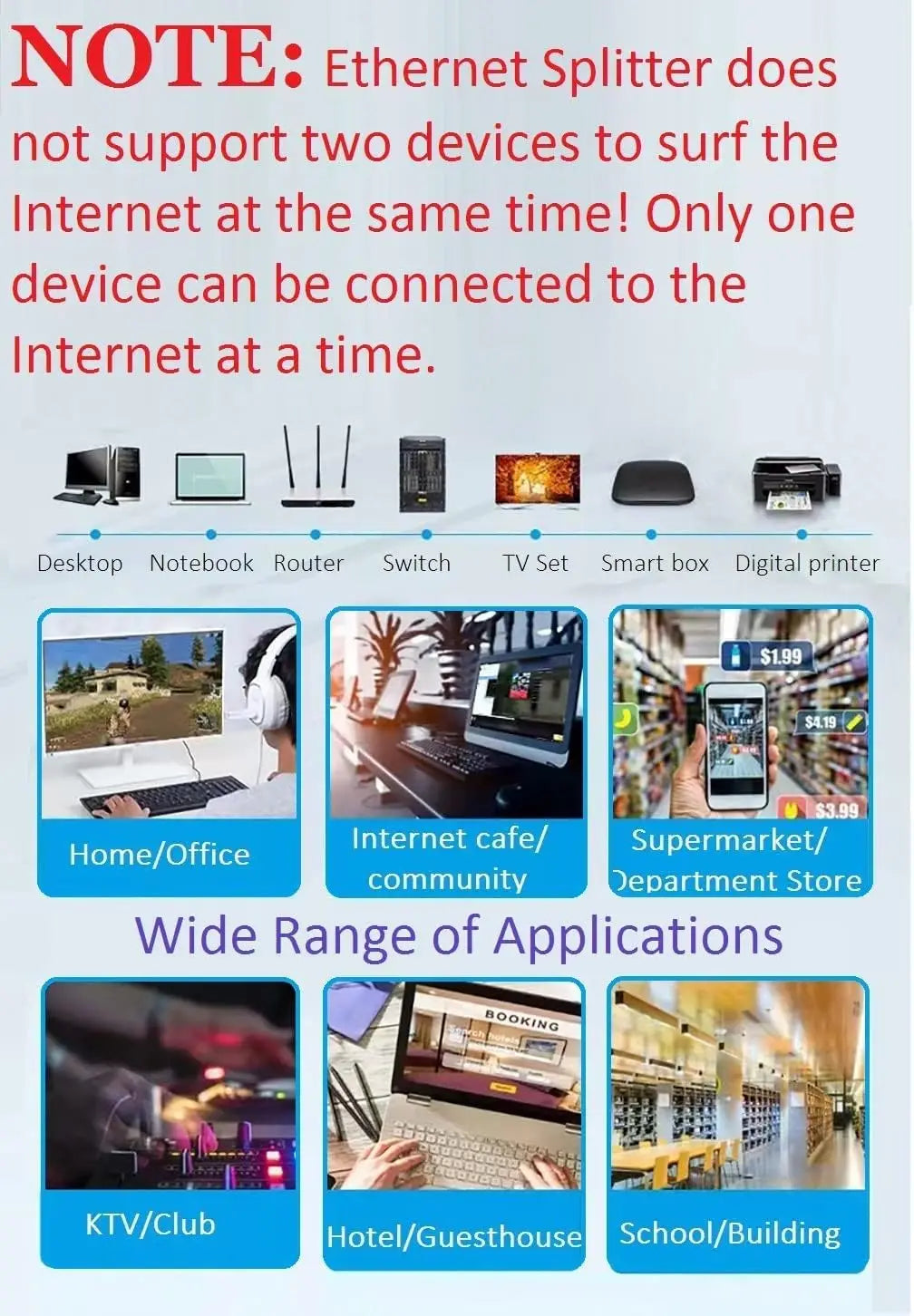 RJ45 8P8C Eight Core Network Cable Splitter Network Tee 1 Male to 2 Female Adapter Network Extender CAT6/CAT5