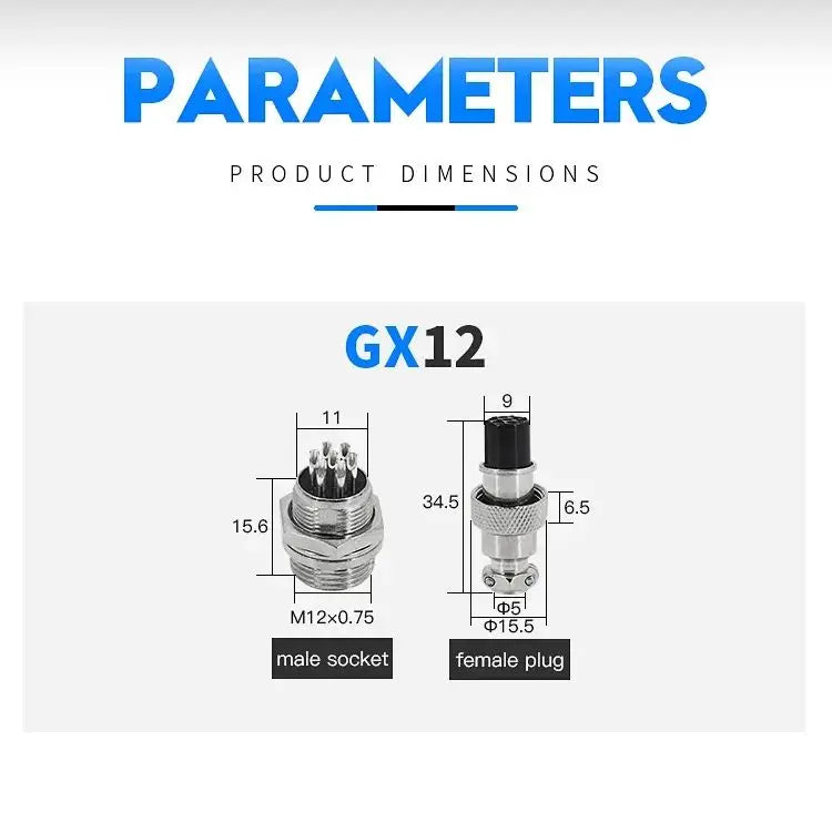 5Set GX12 GX16 Connectors 2pin 3pin 4pin 5pin Aviation Plug Socket Female Male Fixed Fixing Type Electrical Cable Wire Connector