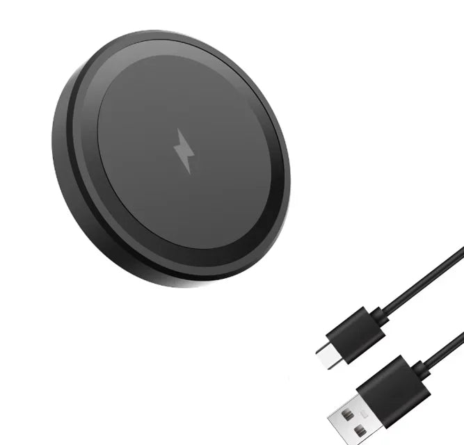 15W Ultra Thin Wireless Charger, Fast Qi Charging Pad with Compact 6cm Size, Lightweight Portable Design for Desk Bedroom Trave