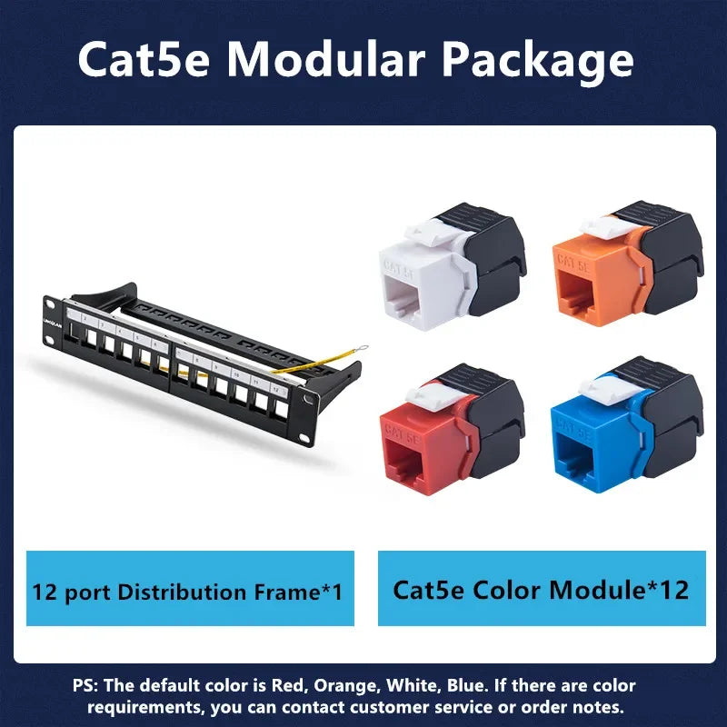 RJ45 CAT6 Cat6A Cat7 Module Patch Panel 12 Port Keystone RJ45 Network Rack Mount Panel Ethernet Wall Jack Distribution Frame