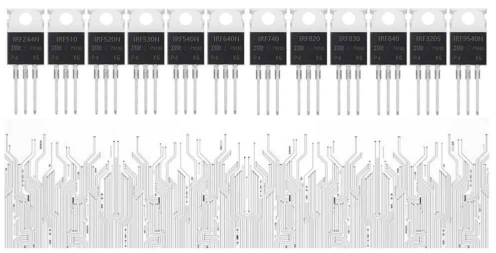 AUKENIEN Mosfet Transistor Kit 12Values 60PCS IRFZ44N IRF510N-IRF540N IRF640N IRF740 IRF820 IRF830 IRF840 IRF3205 IRF9540N TO222