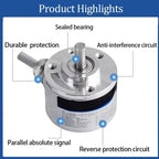 6mm Axis Optical Encoder, DC 5-24V Wide Voltage Absolute Rotary Encoder with Multiple P/R Options