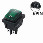 ON OFF KCD4 waterproof and oil proof switch four feet 2 file red green with lights six foot rocker power switch LED 12V 220V