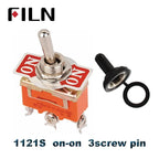 FILN 15A 250V Toggle Switches Miniature Thumb Lever on Off SPST SPDT DPDT Power Rocker Waterproof Cap for Electronics