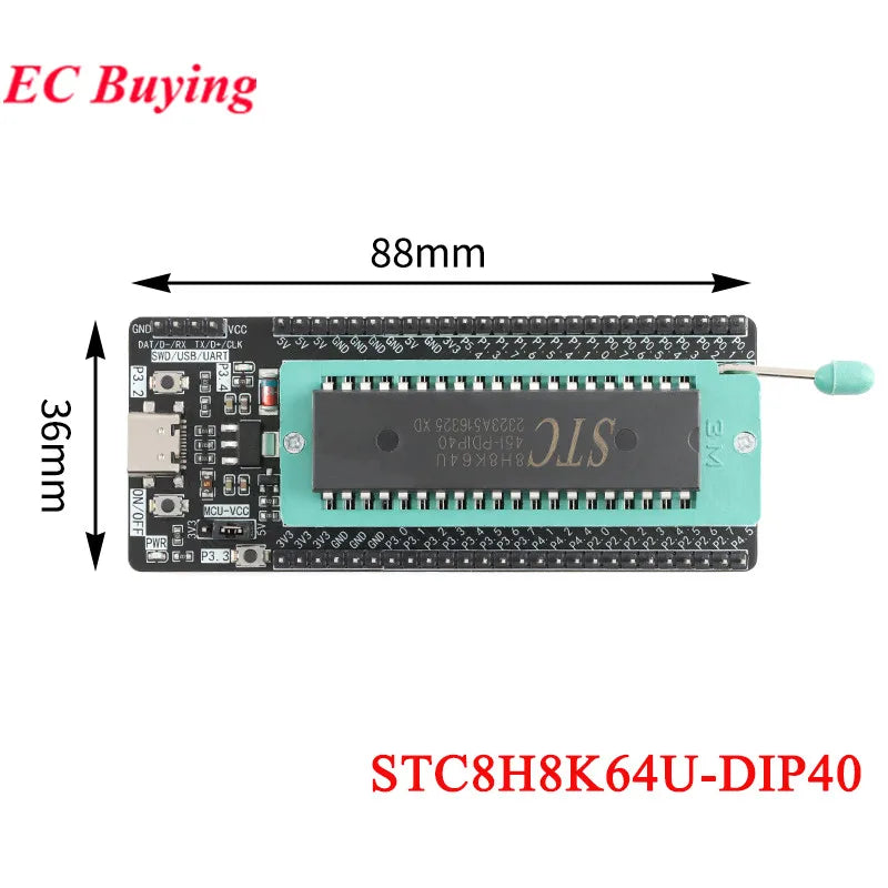 STC8H8K64U STC32G12K128 LQFP64 DIP40 8051 Microcontroller Core Learning Development Board Module USB Download Burning Simulation
